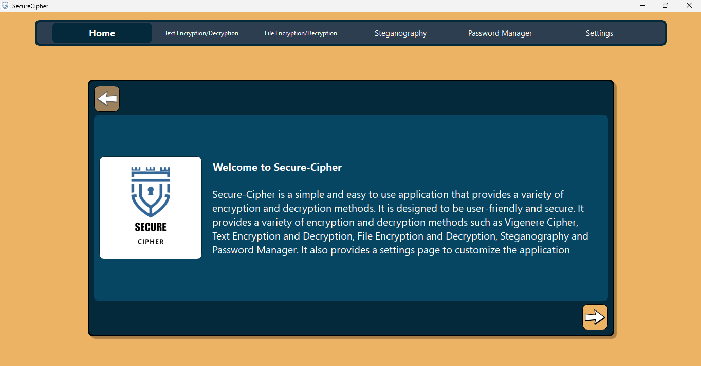 Home page in dark theme