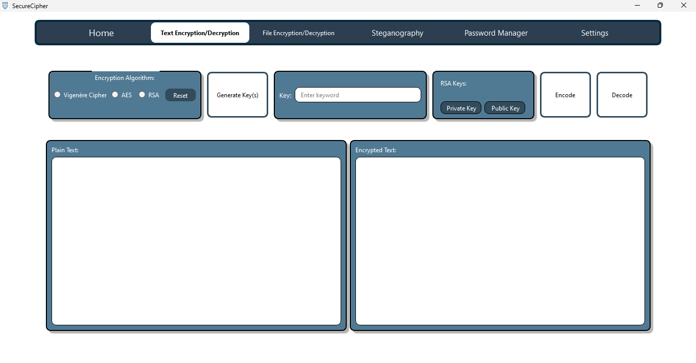 Text Encryption/Decryption page in light theme